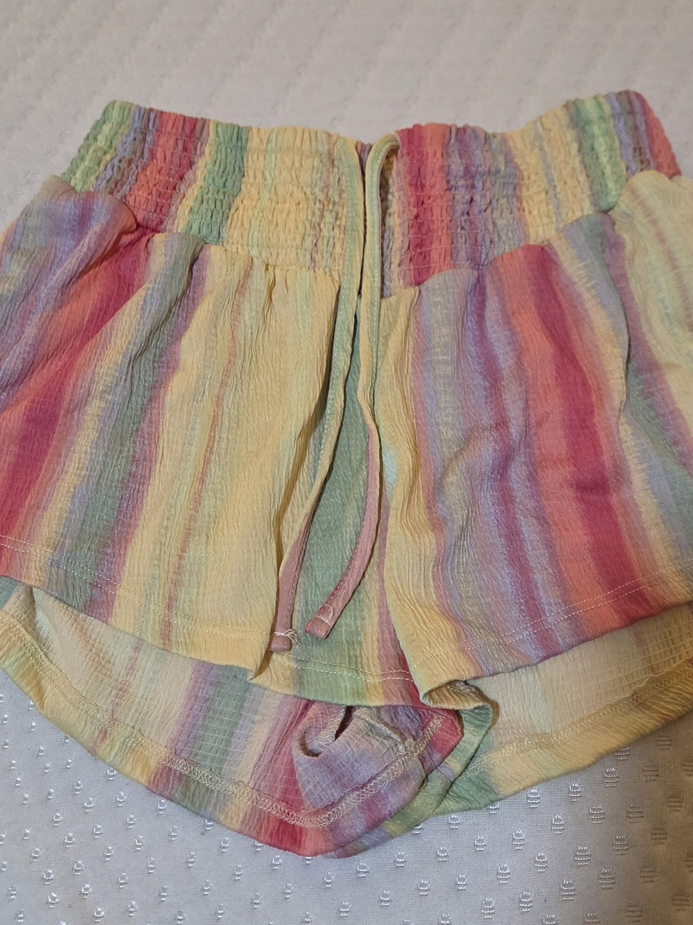 Vibrant Rainbow Striped Women's Flutter Shorts